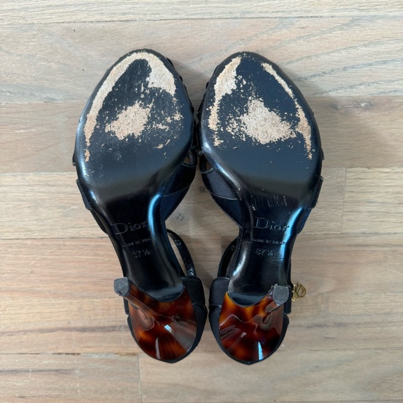 Dior Vintage Peep Toe Tortoise Shell Heels Size 37.5 - Picture 11 of 16